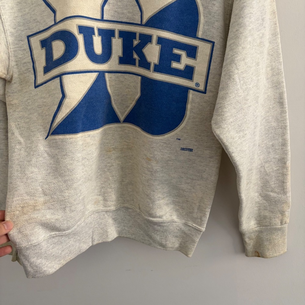 Vintage Collegiate Colors Duke University Sweatshirt Grey Blue Medium - Picture 3 of 8